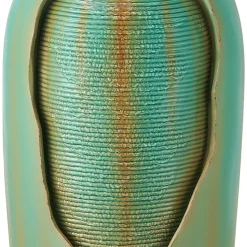 VEVOR Outdoor Water Fountain, 30.71 in Height Fountain and Waterfall, 1-Tier Floor Standing Glazed Jar Style Fountains with LED Light and Pump, for Outdoor Indoor Garden, Home, Patio & Yard (Green)