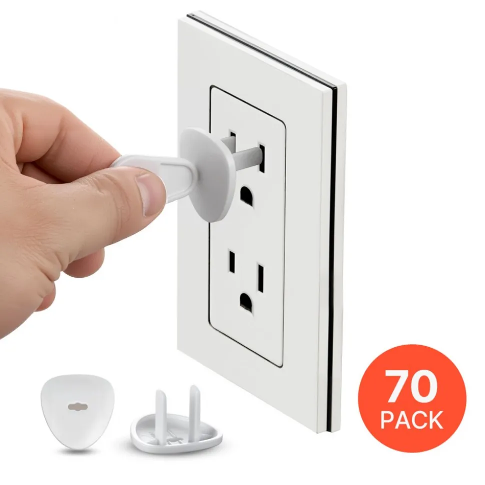 VEVOR Outlet Covers, 70 Pack, Plug Covers for Electrical Outlets, Secure Electric Socket Protector Caps with Shock Prevention, Easy Installation, Insulated ABS, for Home Wall Power Sockets, White