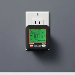 VEVOR Outlet Tester, Electrical GFCI Trip Tester, LCD Display Receptacle Detector for 7 Common Wiring Faults, 3 Prong Socket Detector with Auto Shutoff & Low Battery Indicator, CAT II 300V Rating