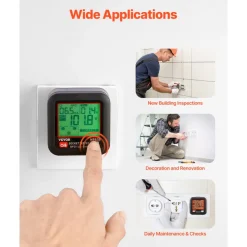 VEVOR Outlet Tester, Electrical GFCI Trip Tester, LCD Display Receptacle Detector for 7 Common Wiring Faults, 3 Prong Socket Detector with Auto Shutoff & Low Battery Indicator, CAT II 300V Rating