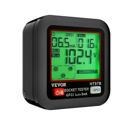 VEVOR Outlet Tester, Electrical GFCI Trip Tester, LCD Display Receptacle Detector for 7 Common Wiring Faults, 3 Prong Socket Detector with Auto Shutoff & Low Battery Indicator, CAT II 300V Rating