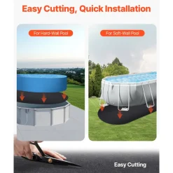 VEVOR Oval Pool Liner Pad, 15 x 30 ft Pool Liner Pad for Above Ground Swimming Pools, Extra-Thick Pool Mat, Prevents Punctures, Recycled Geotextile Material Underlayment Pad, Extend Liner Life