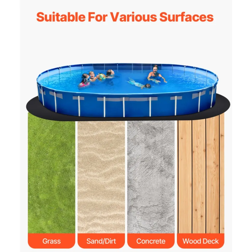 VEVOR Oval Pool Liner Pad, 15 x 30 ft Pool Liner Pad for Above Ground Swimming Pools, Extra-Thick Pool Mat, Prevents Punctures, Recycled Geotextile Material Underlayment Pad, Extend Liner Life