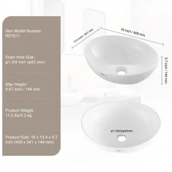 VEVOR Oval Vessel Sink, 16