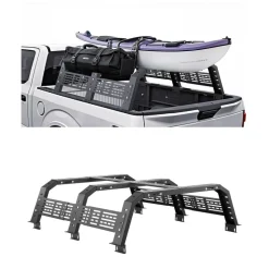 VEVOR Overland Truck Bed Rack, 54.3-68.3 in Width, Adjustable Overland Bed Cargo Rack with Sidebar and 900 lbs Static Load Capacity, Heavy Duty Steel, Compatible with Full Size and Mid-Size Trucks