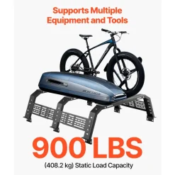 VEVOR Overland Truck Bed Rack, 54.3-68.3 in Width, Adjustable Overland Bed Cargo Rack with Sidebar and 900 lbs Static Load Capacity, Heavy Duty Steel, Compatible with Full Size and Mid-Size Trucks