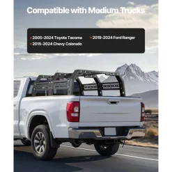 VEVOR Overland Truck Bed Rack, 51.2-65.4 in Width, Adjustable Overland Bed Cargo Rack with Sidebar, 900 lbs Static Capacity, Compatible with Mid-Size Trucks Tacoma/Ranger/Gladiator JT/Colorado
