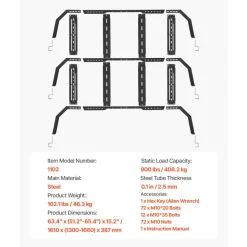 VEVOR Overland Truck Bed Rack, 51.2-65.4 in Width, Adjustable Overland Bed Cargo Rack with Sidebar, 900 lbs Static Capacity, Compatible with Mid-Size Trucks Tacoma/Ranger/Gladiator JT/Colorado