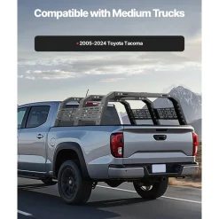 VEVOR Overland Truck Bed Rack, 49.2-67.9 in Width, Adjustable Overland Bed Cargo Rack with Sidebar, 900 lbs Static Capacity, Heavy Duty Steel, for Mid-Size Trucks, Compatible with Tacoma/Gladiator JT