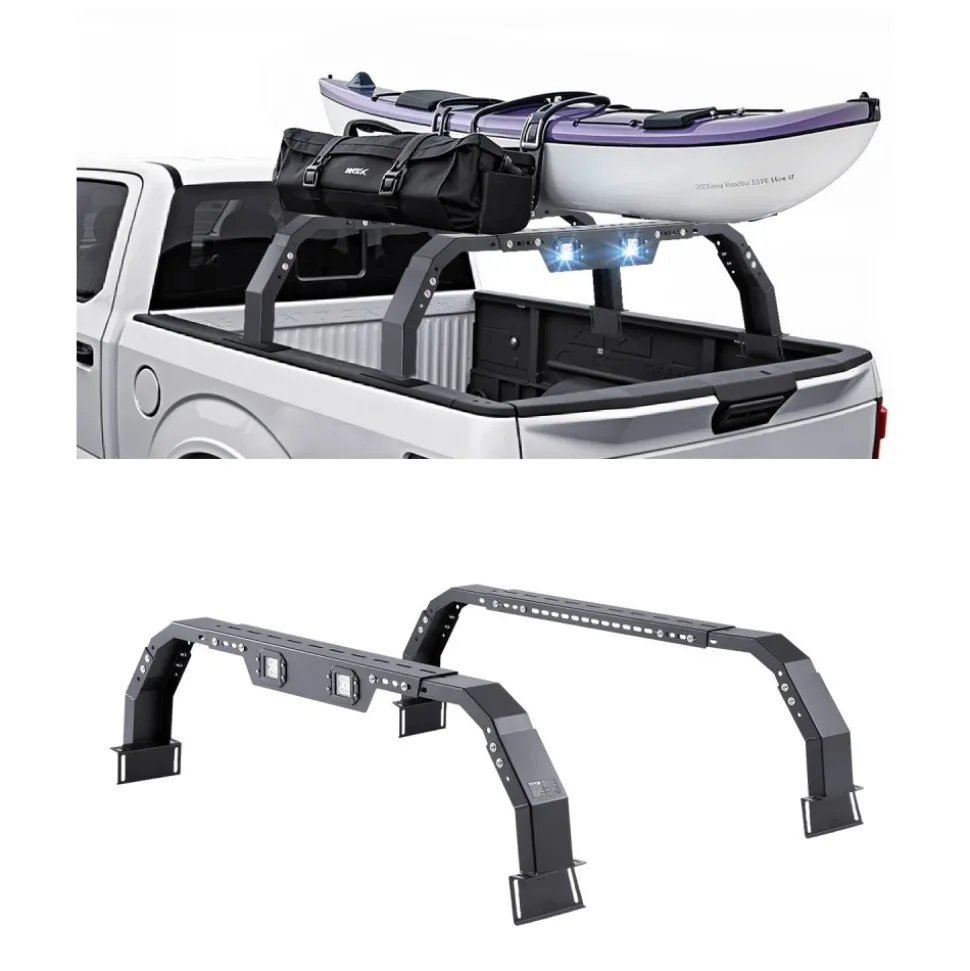 VEVOR Overland Truck Bed Rack, 14.4-17.3 in Height, Adjustable Bed Cargo Rack with Security LED Light, Compatible with Ram 1500/Tundra/Silverado 1500/F150/Gladiator JT/Colorado/Canyon/Ranger/Maverick