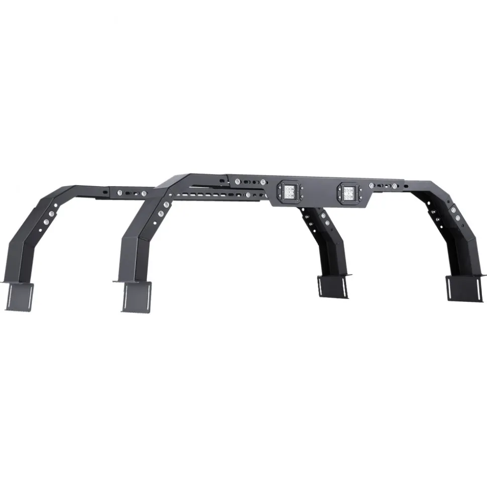 VEVOR Overland Truck Bed Rack, 14.4-17.3 in Height, Adjustable Bed Cargo Rack with Security LED Light, Compatible with Ram 1500/Tundra/Silverado 1500/F150/Gladiator JT/Colorado/Canyon/Ranger/Maverick