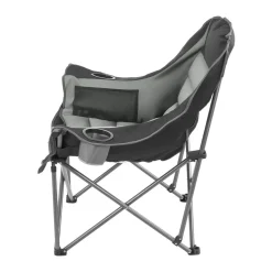 VEVOR Oversized Camping Chairs, 450 lbs Heavy Duty Support, Portable Padded Folding Camp Chairs with Dual Cup Holders & Wine Glass Holders, Carry Bag for Outdoor, Fishing, Black & Gray, 1 Pack
