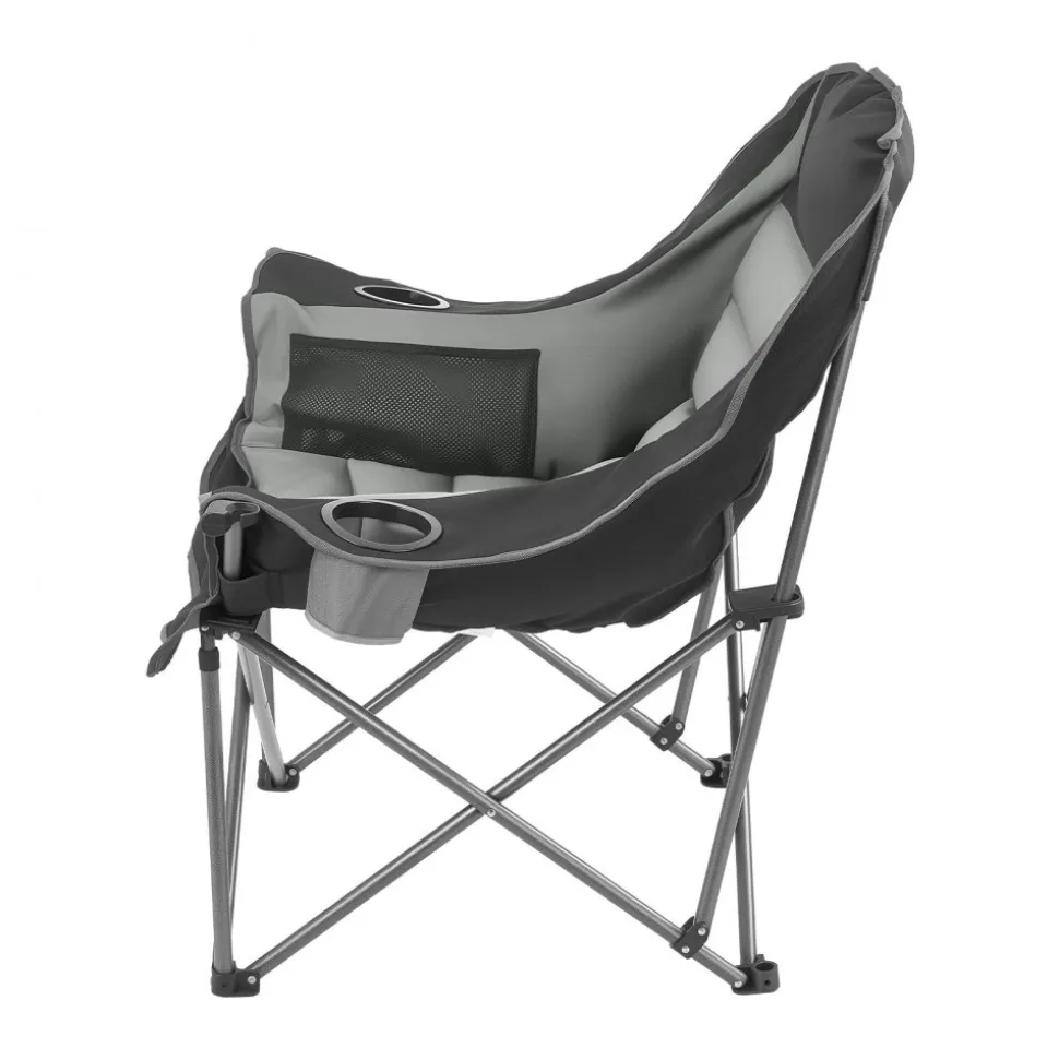 VEVOR Oversized Camping Chairs, 450 lbs Heavy Duty Support, Portable Padded Folding Camp Chairs with Dual Cup Holders & Wine Glass Holders, Carry Bag for Outdoor, Fishing, Black & Gray, 1 Pack