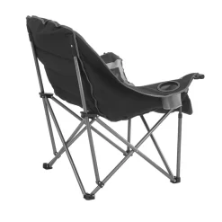 VEVOR Oversized Camping Chairs, 450 lbs Heavy Duty Support, Portable Padded Folding Camp Chairs with Dual Cup Holders & Wine Glass Holders, Carry Bag for Outdoor, Fishing, Black & Gray, 1 Pack