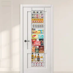 VEVOR Over the Door Pantry Organizer, 10-Tier Pantry Organization and Storage, Heavy-Duty Steel Hanging Spice Rack, Adjustable Wall Seasoning Shelves, for Home Kitchen Laundry Room Bathroom, White