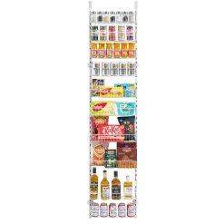 VEVOR Over the Door Pantry Organizer, 10-Tier Pantry Organization and Storage, Heavy-Duty Steel Hanging Spice Rack, Adjustable Wall Seasoning Shelves, for Home Kitchen Laundry Room Bathroom, White