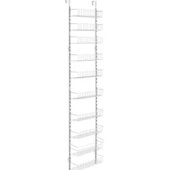 VEVOR Over the Door Pantry Organizer, 10-Tier Pantry Organization and Storage, Heavy-Duty Steel Hanging Spice Rack, Adjustable Wall Seasoning Shelves, for Home Kitchen Laundry Room Bathroom, White