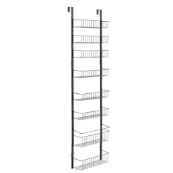 VEVOR Over the Door Pantry Organizer, 9-Tier Pantry Organization and Storage, Heavy-Duty Steel Hanging Spice Rack, Adjustable Wall Seasoning Shelves, for Home Kitchen Laundry Room Bathroom, Black