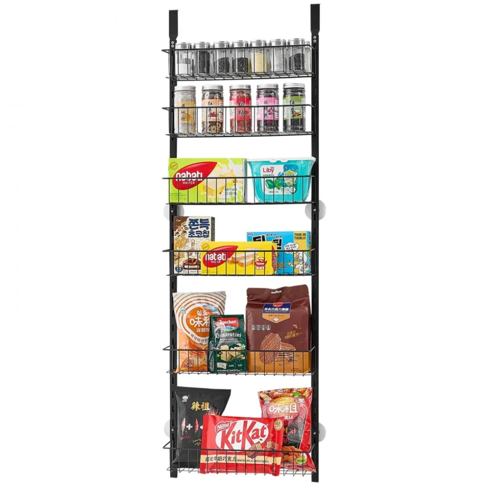 VEVOR Over the Door Pantry Organizer, 8-Tier Pantry Organization and Storage, Heavy-Duty Steel Hanging Spice Rack, Adjustable Wall Seasoning Shelves, for Home Kitchen Laundry Room Bathroom, White