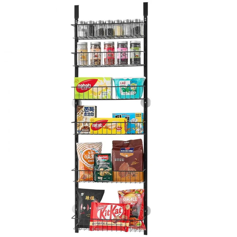 VEVOR Over the Door Pantry Organizer, 8-Tier Pantry Organization and Storage, Heavy-Duty Steel Hanging Spice Rack, Adjustable Wall Seasoning Shelves, for Home Kitchen Laundry Room Bathroom, White