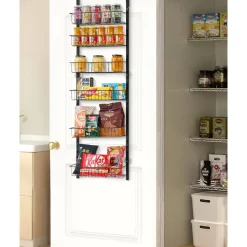 VEVOR Over the Door Pantry Organizer, 8-Tier Pantry Organization and Storage, Heavy-Duty Steel Hanging Spice Rack, Adjustable Wall Seasoning Shelves, for Home Kitchen Laundry Room Bathroom, White