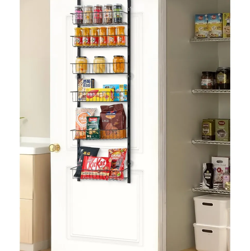 VEVOR Over the Door Pantry Organizer, 8-Tier Pantry Organization and Storage, Heavy-Duty Steel Hanging Spice Rack, Adjustable Wall Seasoning Shelves, for Home Kitchen Laundry Room Bathroom, White