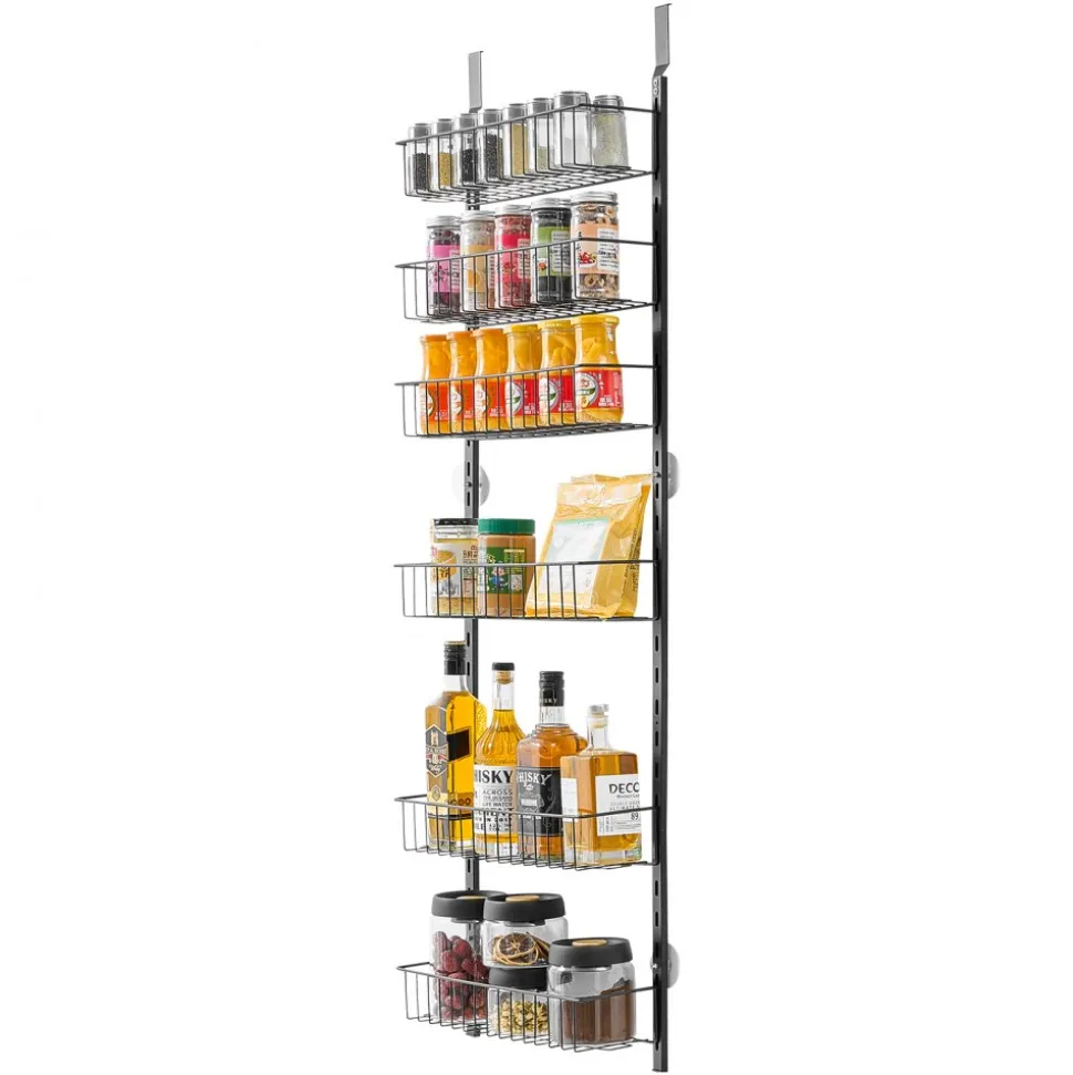 VEVOR Over the Door Pantry Organizer, 8-Tier Pantry Organization and Storage, Heavy-Duty Steel Hanging Spice Rack, Adjustable Wall Seasoning Shelves, for Home Kitchen Laundry Room Bathroom, White