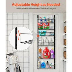 VEVOR Over the Door Pantry Organizer, 8-Tier Pantry Organization and Storage, Heavy-Duty Steel Hanging Spice Rack, Adjustable Wall Seasoning Shelves, for Home Kitchen Laundry Room Bathroom, White