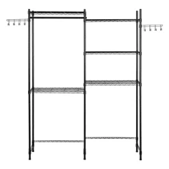 VEVOR Over Washer and Dryer Storage Shelves, 5 Tiers Laundry Room Drying Rack with Hanger Rod and Hooks, Two Rows Adjustable Washer Shelves Space Saver, for Laundry Room Storage & Organization, Black
