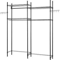 VEVOR Over Washer and Dryer Storage Shelves, 4 Tiers Laundry Room Drying Rack with Hanger Rod and Hooks, Two Rows Adjustable Washer Shelves Space Saver, for Laundry Room Storage & Organization, Black