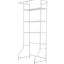 VEVOR Over Washer and Dryer Storage Shelf, 3 Tiers Laundry Room Drying Rack with Hanger Rod and Hooks, Single Row Adjustable Washer Shelves Space Saver, for Laundry Room Storage & Organization, White