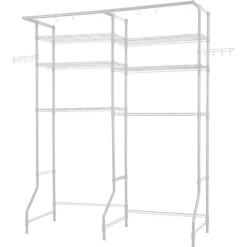 VEVOR Over Washer and Dryer Storage Shelves, 6 Tiers Laundry Room Drying Rack with Hanger Rod and Hooks, Two Rows Adjustable Washer Shelves Space Saver, for Laundry Room Storage & Organization, White