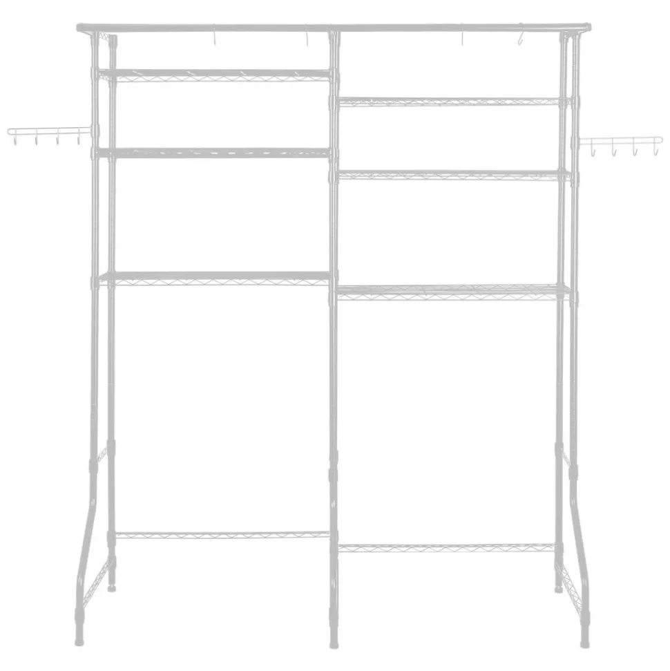 VEVOR Over Washer and Dryer Storage Shelves, 6 Tiers Laundry Room Drying Rack with Hanger Rod and Hooks, Two Rows Adjustable Washer Shelves Space Saver, for Laundry Room Storage & Organization, White