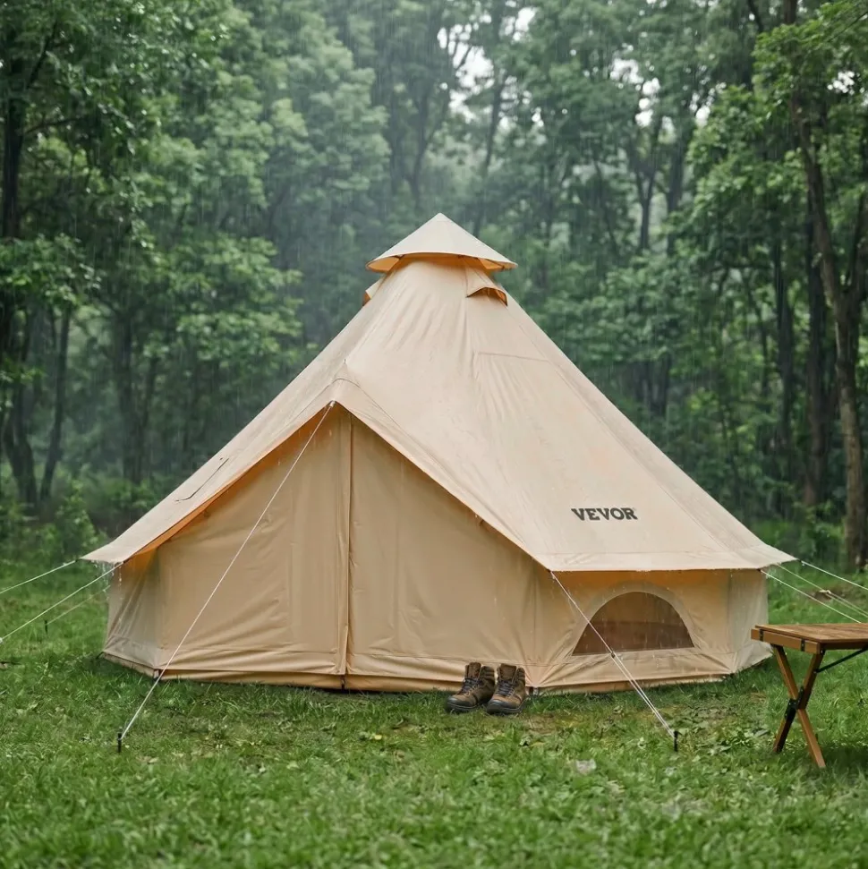 VEVOR Oxford Bell Tent, 4 Seasons 13.12 ft Yurt Tent for Camping with Stove Jack, Waterproof Breathable Holds up to 4 People with Zipped Detachable Floor, Family Camping Glamping Outdoor Hunting Party