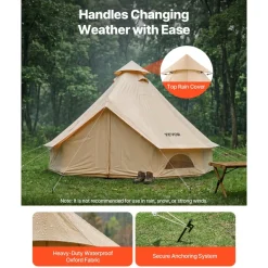 VEVOR Oxford Bell Tent, 4 Seasons 9.84 ft Yurt Tent for Camping with Stove Jack, Waterproof Breathable Holds up to 3 People with Zipped Detachable Floor, Family Camping Glamping Outdoor Hunting Party