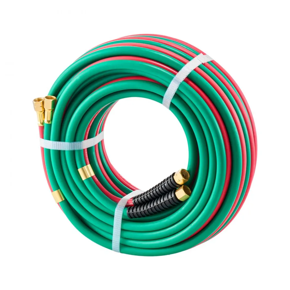 VEVOR Oxygen Acetylene Hose, 1/4-Inch x 50FT Oxy Acetylene Hose with 9/16"-18 LH/RH B Fittings, R Grade Welding Torch Twin Hose with 300PSI Maximum Working Pressure for Cutting Soldering Brazing