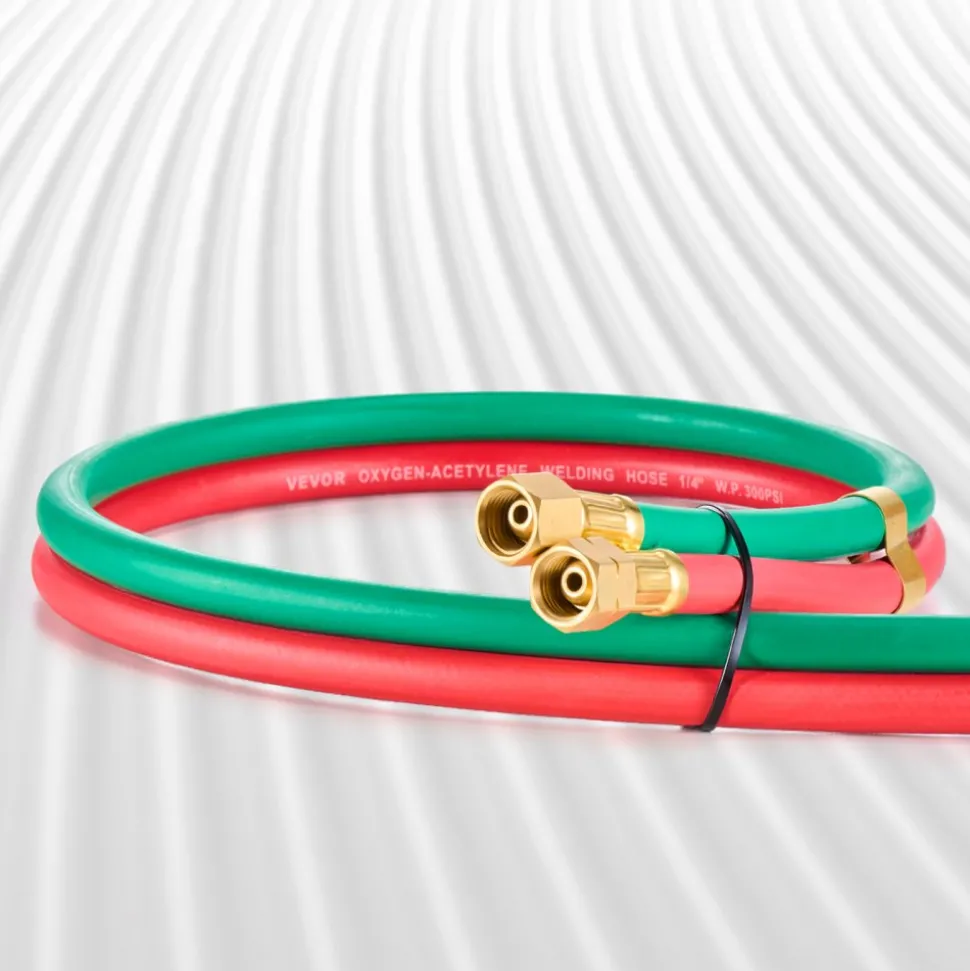 VEVOR Oxygen Acetylene Hose, 1/4-Inch x 50FT Oxy Acetylene Hose with 9/16"-18 LH/RH B Fittings, R Grade Welding Torch Twin Hose with 300PSI Maximum Working Pressure for Cutting Soldering Brazing
