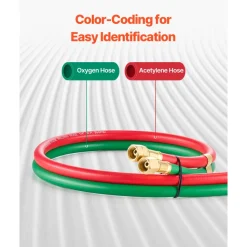 VEVOR Oxygen Acetylene Hose, 1/4-Inch x 25FT Oxy Acetylene Hose with 9/16"-18 B Fitting, 300PSI T Grade Welding Cutting Torch Twin Hose, Compatible with Oxygen, Acetylene, Propane and Other Fuel Gases