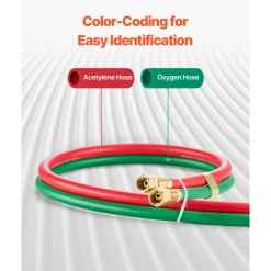 VEVOR Oxygen Acetylene Hose, 1/4-Inch x 50FT Oxy Acetylene Hose with 9/16
