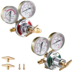 VEVOR Oxygen Acetylene Regulator Set, Oxy-Acetylene Regulators, 0-4000PSI and 0-400PSI Welding Gas Gauges with CGA-540/CGA-510 Inlet Connection & 9/16