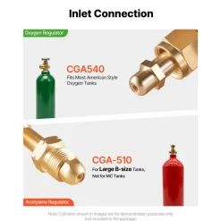 VEVOR Oxygen Acetylene Regulator Set, Oxy-Acetylene Regulators, 0-4000PSI and 0-400PSI Welding Gas Gauges with CGA-540/CGA-200 Inlet Connection & 3/8