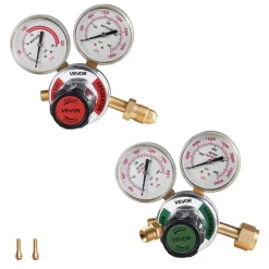 VEVOR Oxygen Acetylene Regulator Set, Oxy-Acetylene Regulators, 0-4000PSI and 0-400PSI Welding Gas Gauges with CGA-540/CGA-200 Inlet Connection & 3/8