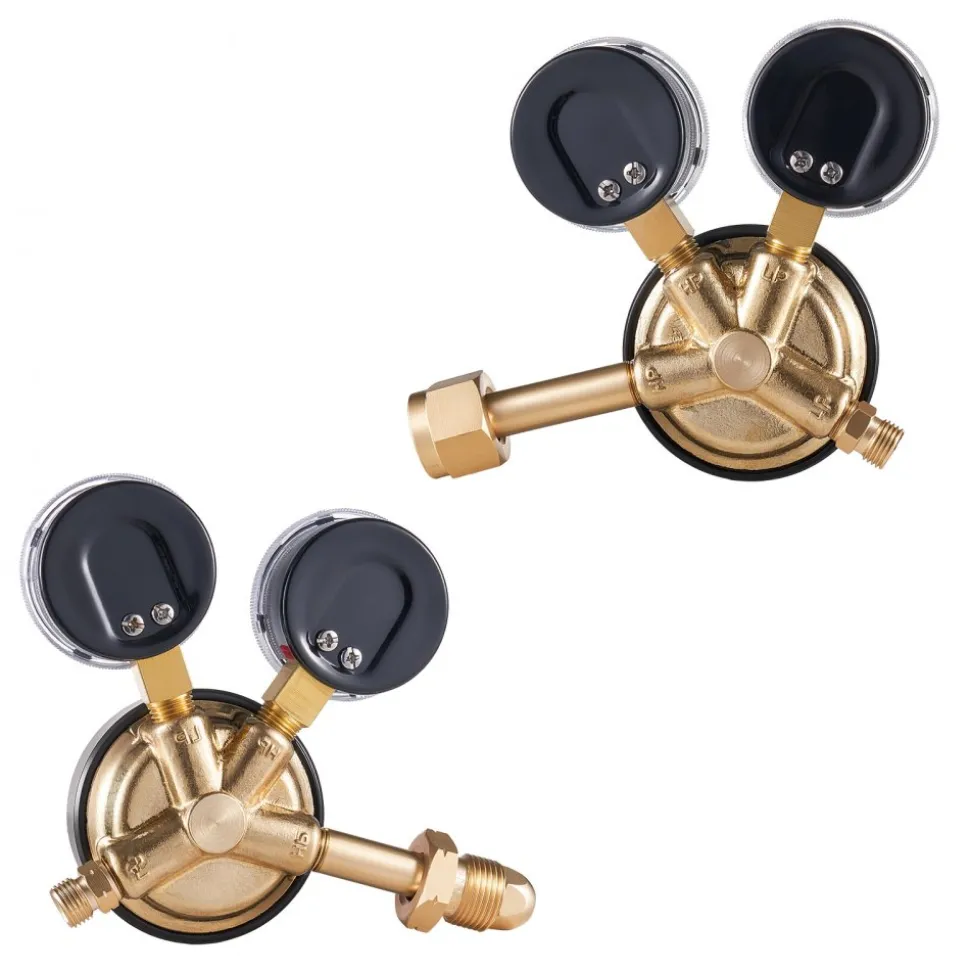 VEVOR Oxygen Acetylene Regulator Set, Oxy-Acetylene Regulators, 0-4000PSI and 0-400PSI Welding Gas Gauges with CGA-540/CGA-200 Inlet Connection & 3/8"-24 Outlet Connection, T-Handle Adjustment