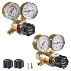 VEVOR Oxygen Acetylene Regulator Set, Oxy-Acetylene Regulators, 0-4000PSI and 0-400PSI Welding Gas Gauges with CGA-540/CGA-200 Inlet Connection & 9/16