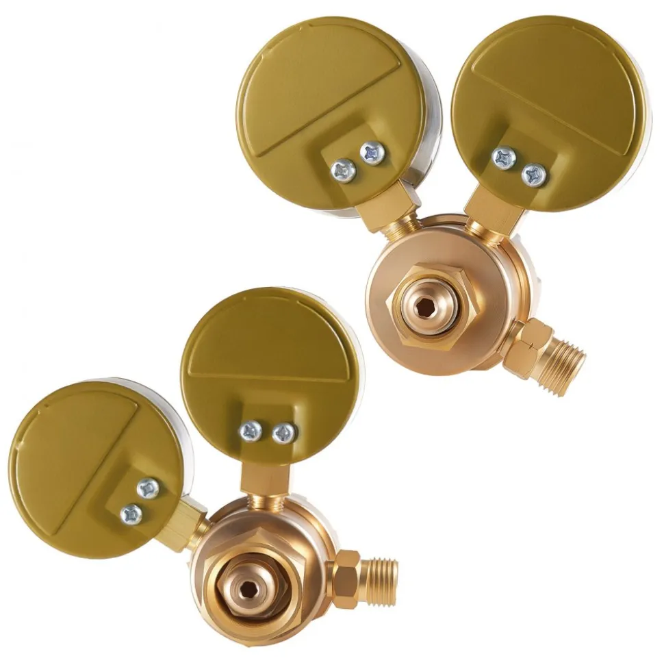 VEVOR Oxygen Acetylene Regulator Set, Oxy-Acetylene Regulators, 0-4000PSI and 0-400PSI Welding Gas Gauges with CGA-540/CGA-200 Inlet Connection & 9/16"-18 Outlet Connection, T-Handle Adjustment