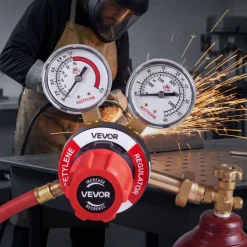 VEVOR Oxygen Acetylene Regulator Set, Oxy-Acetylene Regulators, 0-4000PSI and 0-500PSI Welding Gas Gauges with CGA-540/CGA-510 Inlet Connection & 9/16