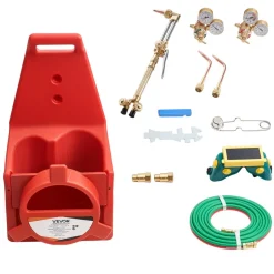 VEVOR Oxygen Acetylene Torch Kit with Check Valves, Gas Welding Cutting Torch Kit, Portable Oxy Acetylene Brazing Set with 15FT Twin-Hose, 1 Cutting Tip, 2 Welding Tips, 2 Regulators & Cylinder Holder