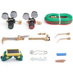VEVOR Oxygen Acetylene Torch Kit with Check Valves, Gas Welding Cutting Torch Kit, Professional Oxy Acetylene Brazing Set with 15FT Twin-Hose, 2 Cutting Tips, 2 Welding Tips & 2 Precise Regulators
