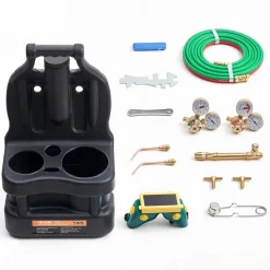 VEVOR Oxygen Acetylene Torch Kit with Check Valves, Gas Welding Torch Kit, Portable Oxy Acetylene Brazing Set with 15FT Twin-Hose, 2 Welding Tips, 2 Regulators & Cylinder Holder for Metalworking
