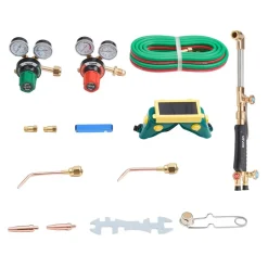 VEVOR Oxygen Acetylene Torch Kit with Check Valves, Gas Welding Cutting Torch Kit, Heavy Duty Professional Oxy Acetylene Brazing Set with 15FT Twin-Hose, 2 Cutting Tips, Welding Tips & Gas Regulators